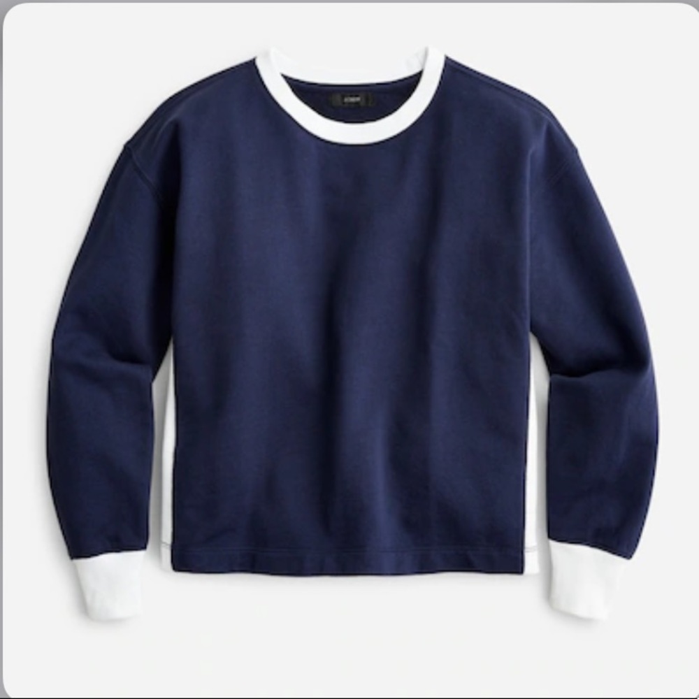 NWT J. Crew Women's University‎ Terry Cropped Crewneck Sweatshirt